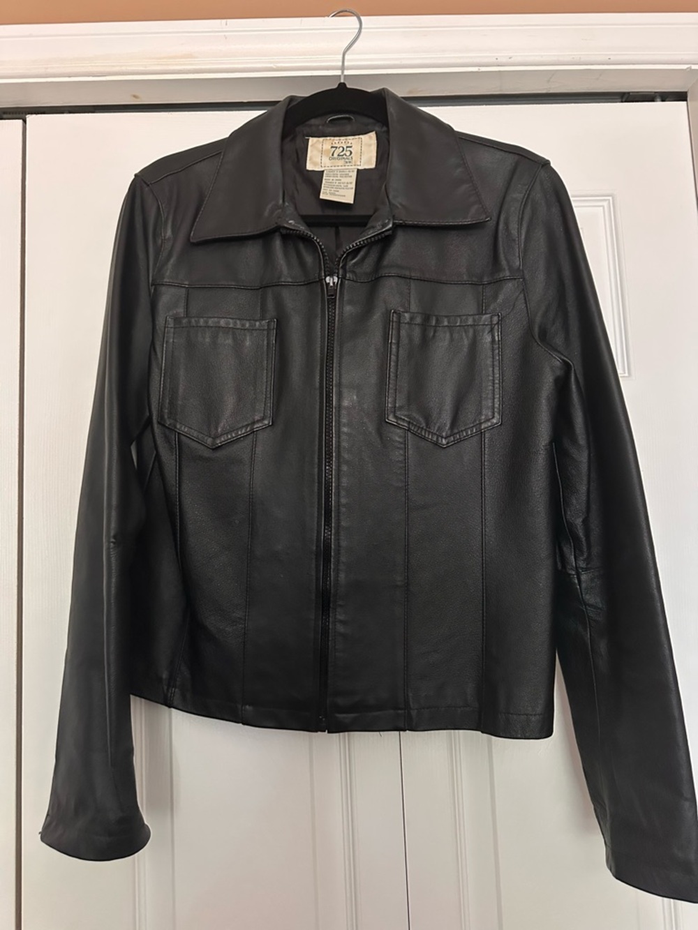 Classic Black Leather Zip-Front Jacket